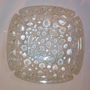 Mid Century Bubble Glass Ashtray:  Heavy.  Clear